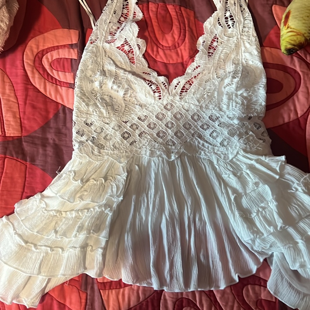 Free People White Asymmetrical Cut Out Tank Top - Picture 2 of 3